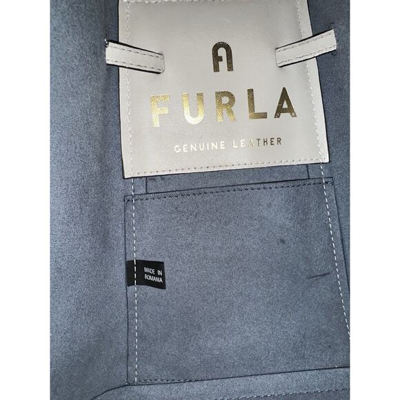 Furla Bucket‎ Bag Small Grey Calf Leather Suede Miastella Chic Modern Designer - Picture 10 of 16